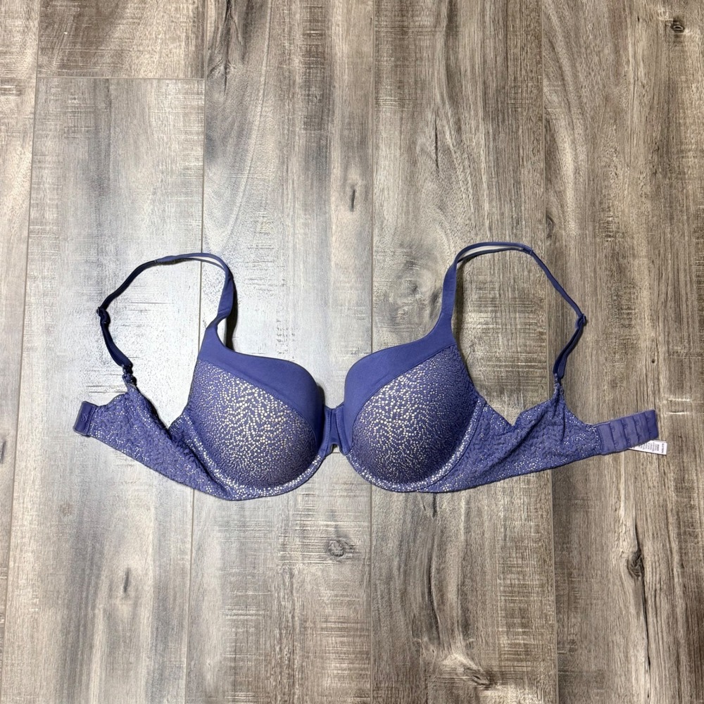 Victoria's‎ Secret Purple Lace Perfect Shape Underwire Bra 34DD Full Coverage
